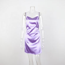 Load image into Gallery viewer, Muyogrt Sexy White Satin Party Dress Night Club Women Sleeveless Summer Bodycon Dress Female Spaghetti Strap Vintage Mini Dress