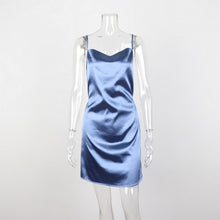 Load image into Gallery viewer, Muyogrt Sexy White Satin Party Dress Night Club Women Sleeveless Summer Bodycon Dress Female Spaghetti Strap Vintage Mini Dress