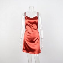 Load image into Gallery viewer, Muyogrt Sexy White Satin Party Dress Night Club Women Sleeveless Summer Bodycon Dress Female Spaghetti Strap Vintage Mini Dress