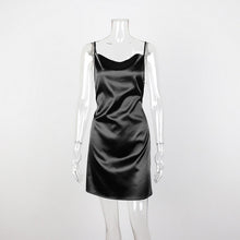 Load image into Gallery viewer, Muyogrt Sexy White Satin Party Dress Night Club Women Sleeveless Summer Bodycon Dress Female Spaghetti Strap Vintage Mini Dress