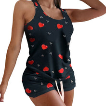 Load image into Gallery viewer, Jodimitty Pyjamas Women Camisole Sleep Wear Women Pajamas Heart Print Nightgown Ruffled Flounce Shorts Lingerie Set Home Clothes