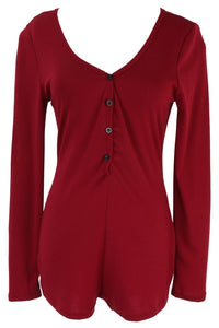 ¡Novedad de primavera 2021! Pelele de punto para mujer, ropa de casa, bonito pijama de manga larga con cuello en V profundo, mono con botones y patrón de estrellas para mujer