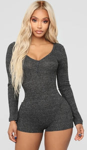 ¡Novedad de primavera 2021! Pelele de punto para mujer, ropa de casa, bonito pijama de manga larga con cuello en V profundo, mono con botones y patrón de estrellas para mujer