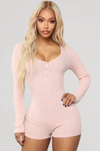 Cargar imagen en el visor de la galería, ¡Novedad de primavera 2021! Pelele de punto para mujer, ropa de casa, bonito pijama de manga larga con cuello en V profundo, mono con botones y patrón de estrellas para mujer