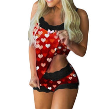 Load image into Gallery viewer, Jodimitty Pyjamas Women Camisole Sleep Wear Women Pajamas Heart Print Nightgown Ruffled Flounce Shorts Lingerie Set Home Clothes