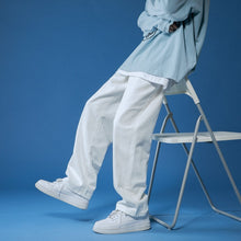 Charger l&#39;image dans la galerie, Men&#39;s Solid Color Straight Harem Jeans White/Black Korean Man Loose Denim Trousers Streetwear Male Casual Pants 6Colors