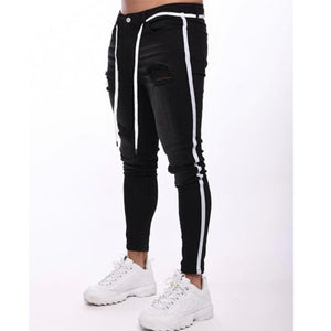 Men's Broken Hole Embroidered Pencil jeans Slim Men Trousers Casual Thin  Denim Pants Classic Cowboys Young Man Jogging Pants