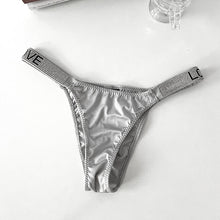 Charger l&#39;image dans la galerie, SP&amp;CITY Letter Rhinestone Sexy Underwear Fitness Sports Hip Lifting Satin Panties Thong Low Waist Seamless Briefs Tanga Lingerie