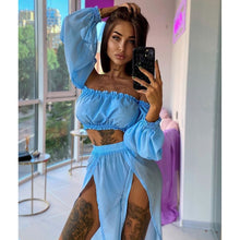 Load image into Gallery viewer, OMKAGI Cover Ups Beach Dress Bikini Solid Sexy Mech Bathing Suit Two Pieces Dress Robe Pareo Swimsuit Cover Ups Beach Tunic