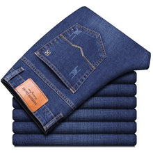 Charger l&#39;image dans la galerie, 2021 Spring New Men&#39;s Classic Blue Black Slim-fit Jeans Business Cotton Elastic Regular Fit Denim Pants Male Brand Trousers