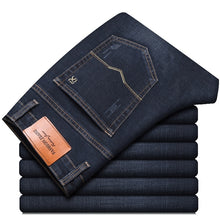 Charger l&#39;image dans la galerie, 2021 Spring New Men&#39;s Classic Blue Black Slim-fit Jeans Business Cotton Elastic Regular Fit Denim Pants Male Brand Trousers