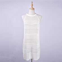 Charger l&#39;image dans la galerie, 2021 Sexy Beach Wear Cover Up Sleeveless Hollow Dress Crochet Knitted Woman Swimwear Bikini Cover Up Hand Made Beach Dresses