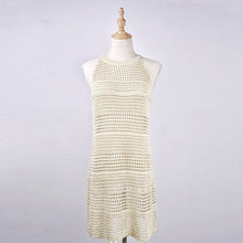 Charger l&#39;image dans la galerie, 2021 Sexy Beach Wear Cover Up Sleeveless Hollow Dress Crochet Knitted Woman Swimwear Bikini Cover Up Hand Made Beach Dresses