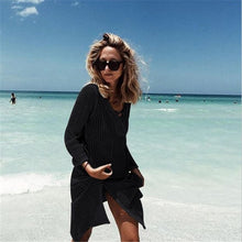 Charger l&#39;image dans la galerie, 2021 Sexy Beach Wear Cover Up Sleeveless Hollow Dress Crochet Knitted Woman Swimwear Bikini Cover Up Hand Made Beach Dresses