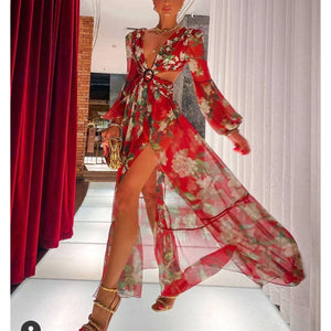Vestido de playa 2021, Bikini tipo pareo, traje de baño estampado, Kimono para mujer, túnica de talla grande, traje de baño Sexy de manga larga, pareos
