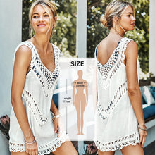 Cargar imagen en el visor de la galería, CUPSHE blanco Crochet Bikini cubrir con flecos Trim mujeres Sexy Hollow túnica playa vestido 2021 verano traje de baño ropa de playa