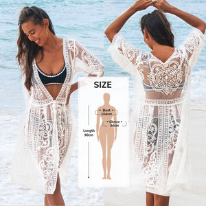 CUPSHE blanco Crochet Bikini cubrir con flecos Trim mujeres Sexy Hollow túnica playa vestido 2021 verano traje de baño ropa de playa