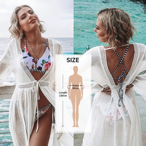 CUPSHE blanco Crochet Bikini cubrir con flecos Trim mujeres Sexy Hollow túnica playa vestido 2021 verano traje de baño ropa de playa