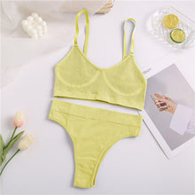 Charger l&#39;image dans la galerie, FINETOO Seamless Women Top Panties Set Cotton Tops Low Waist G-String Underwear Set Soft Active Wear Lingerie Fitness Crop Top
