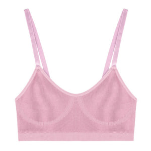FINETOO Seamless Women Top Panties Set Cotton Tops Low Waist G-String Underwear Set Soft Active Wear Lingerie Fitness Crop Top
