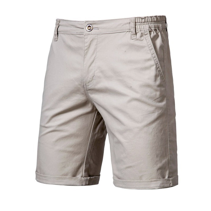2020 nuevo verano 100% algodón sólido pantalones cortos hombres alta calidad Casual negocios Social cintura elástica hombres pantalones cortos 10 colores playa pantalones cortos