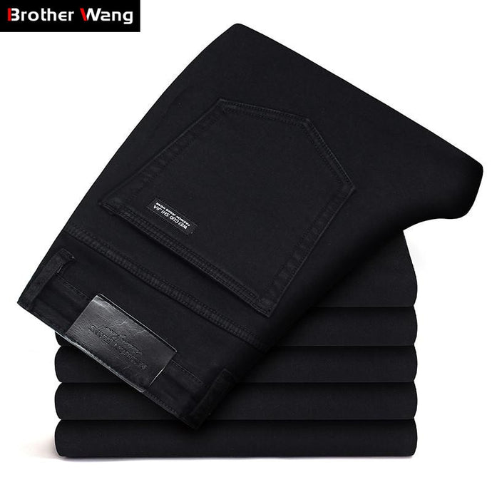 Classic Advanced Stretch Black Jeans 2021 New Style Business Fashion Denim Slim Fit Jean Trousers Male Brand Pants