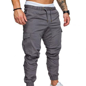 New Casual Joggers Pants Cargo Solid Color Men Cotton Elastic Long Trousers Military 2021 Pants Men Leggings