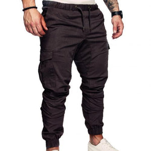 New Casual Joggers Pants Cargo Solid Color Men Cotton Elastic Long Trousers Military 2021 Pants Men Leggings