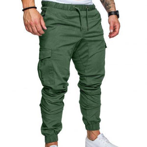 New Casual Joggers Pants Cargo Solid Color Men Cotton Elastic Long Trousers Military 2021 Pants Men Leggings