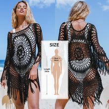 Cargar imagen en el visor de la galería, CUPSHE blanco Crochet Bikini cubrir con flecos Trim mujeres Sexy Hollow túnica playa vestido 2021 verano traje de baño ropa de playa