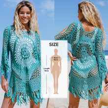 Cargar imagen en el visor de la galería, CUPSHE blanco Crochet Bikini cubrir con flecos Trim mujeres Sexy Hollow túnica playa vestido 2021 verano traje de baño ropa de playa