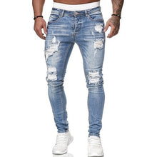 Charger l&#39;image dans la galerie, Jeans Men Ripped Skinny Jeans Blue Pencil Pants Motorcycle Party Casual Trousers Street Clothing 2020 Denim Man Clothin