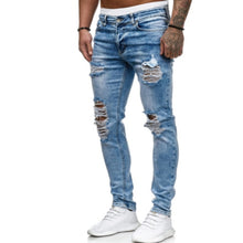 Charger l&#39;image dans la galerie, Jeans Men Ripped Skinny Jeans Blue Pencil Pants Motorcycle Party Casual Trousers Street Clothing 2020 Denim Man Clothin