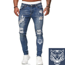 Charger l&#39;image dans la galerie, Jeans Men Ripped Skinny Jeans Blue Pencil Pants Motorcycle Party Casual Trousers Street Clothing 2020 Denim Man Clothin