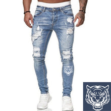 Charger l&#39;image dans la galerie, Jeans Men Ripped Skinny Jeans Blue Pencil Pants Motorcycle Party Casual Trousers Street Clothing 2020 Denim Man Clothin