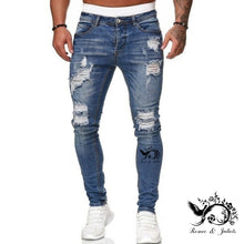 Charger l&#39;image dans la galerie, Jeans Men Ripped Skinny Jeans Blue Pencil Pants Motorcycle Party Casual Trousers Street Clothing 2020 Denim Man Clothin
