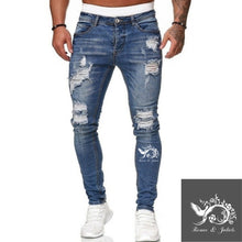 Charger l&#39;image dans la galerie, Jeans Men Ripped Skinny Jeans Blue Pencil Pants Motorcycle Party Casual Trousers Street Clothing 2020 Denim Man Clothin