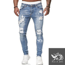 Charger l&#39;image dans la galerie, Jeans Men Ripped Skinny Jeans Blue Pencil Pants Motorcycle Party Casual Trousers Street Clothing 2020 Denim Man Clothin
