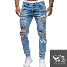 Charger l&#39;image dans la galerie, Jeans Men Ripped Skinny Jeans Blue Pencil Pants Motorcycle Party Casual Trousers Street Clothing 2020 Denim Man Clothin