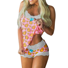 Load image into Gallery viewer, Jodimitty Pyjamas Women Camisole Sleep Wear Women Pajamas Heart Print Nightgown Ruffled Flounce Shorts Lingerie Set Home Clothes