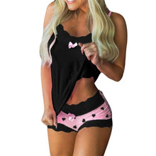 Load image into Gallery viewer, Jodimitty Pyjamas Women Camisole Sleep Wear Women Pajamas Heart Print Nightgown Ruffled Flounce Shorts Lingerie Set Home Clothes