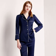Load image into Gallery viewer, JULY&#39;S SONG 2 Pieces Faux Silk Satin Pajamas Set Summer Women Sleepwear Long Sleeve Short Sleeve Nightgown Female Ladies Pyjamas