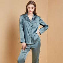 Load image into Gallery viewer, JULY&#39;S SONG 2 Pieces Faux Silk Satin Pajamas Set Summer Women Sleepwear Long Sleeve Short Sleeve Nightgown Female Ladies Pyjamas