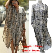 Charger l&#39;image dans la galerie, Cover-ups 2021 Kaftan Beach Print SnakeSkin Swimsuit cover up Kimono Plage Beach Robe Femme Long Dress Sarong Dress Beachwear