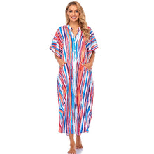 Charger l&#39;image dans la galerie, Cover-ups 2021 Kaftan Beach Print SnakeSkin Swimsuit cover up Kimono Plage Beach Robe Femme Long Dress Sarong Dress Beachwear