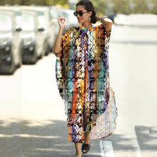 Charger l&#39;image dans la galerie, Cover-ups 2021 Kaftan Beach Print SnakeSkin Swimsuit cover up Kimono Plage Beach Robe Femme Long Dress Sarong Dress Beachwear