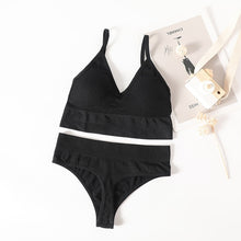 Charger l&#39;image dans la galerie, Women Bra Panties Set Push Up Sports Bra Set Sexy G-String Seamless Active Bra Thong Lingerie Set Fitness Crop Top Underwear