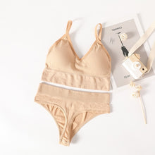 Charger l&#39;image dans la galerie, Women Bra Panties Set Push Up Sports Bra Set Sexy G-String Seamless Active Bra Thong Lingerie Set Fitness Crop Top Underwear
