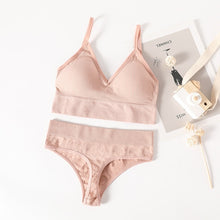 Charger l&#39;image dans la galerie, Women Bra Panties Set Push Up Sports Bra Set Sexy G-String Seamless Active Bra Thong Lingerie Set Fitness Crop Top Underwear