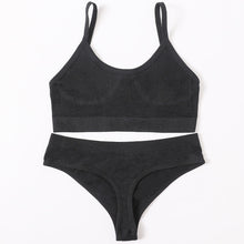 Charger l&#39;image dans la galerie, Women Bra Panties Set Push Up Sports Bra Set Sexy G-String Seamless Active Bra Thong Lingerie Set Fitness Crop Top Underwear